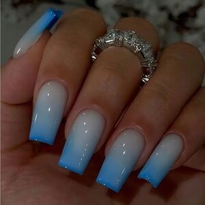 Blue Fake Press On Nails NWT